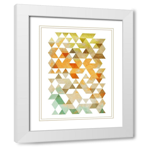 Soft Earth Triangles White Modern Wood Framed Art Print with Double Matting by OnRei