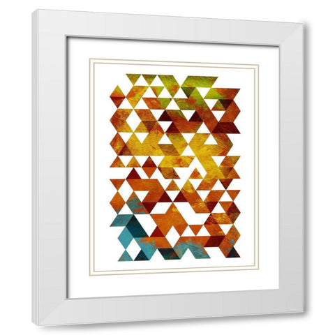 Lava Triangles White Modern Wood Framed Art Print with Double Matting by OnRei