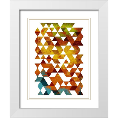 Lava Triangles White Modern Wood Framed Art Print with Double Matting by OnRei