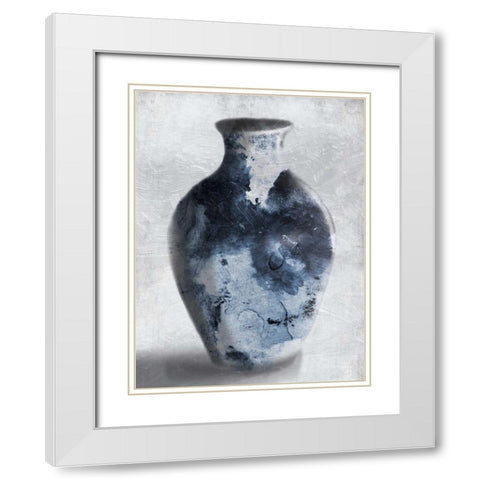 Blue Smoke White Modern Wood Framed Art Print with Double Matting by OnRei