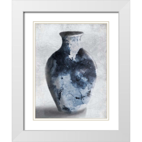 Blue Smoke White Modern Wood Framed Art Print with Double Matting by OnRei