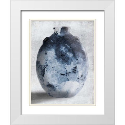 Blue Smoke Mate White Modern Wood Framed Art Print with Double Matting by OnRei