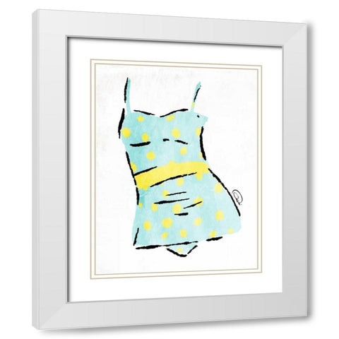 Vintage Swimsuit Pastel 2 White Modern Wood Framed Art Print with Double Matting by OnRei