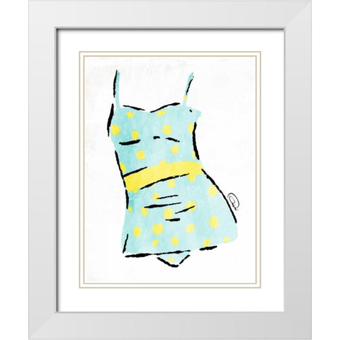 Vintage Swimsuit Pastel 2 White Modern Wood Framed Art Print with Double Matting by OnRei