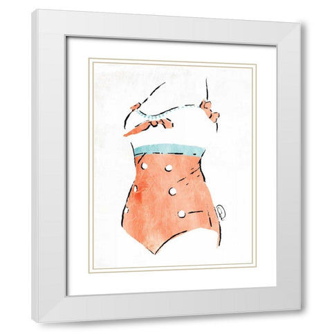 Vintage Swimsuit Pastel 3 White Modern Wood Framed Art Print with Double Matting by OnRei