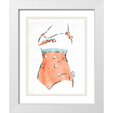 Vintage Swimsuit Pastel 3 White Modern Wood Framed Art Print with Double Matting by OnRei