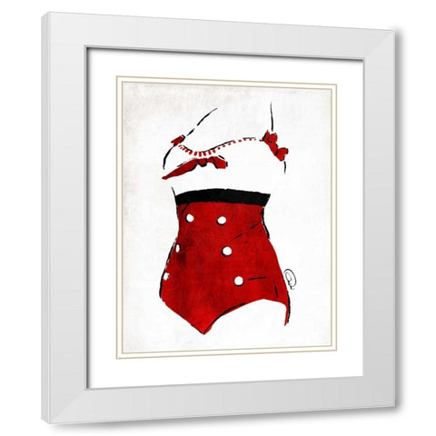 Vintage Swimsuit 3 White Modern Wood Framed Art Print with Double Matting by OnRei