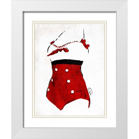 Vintage Swimsuit 3 White Modern Wood Framed Art Print with Double Matting by OnRei