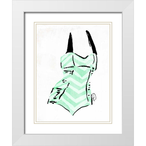 Vintage Swimsuit Pastel 4 White Modern Wood Framed Art Print with Double Matting by OnRei