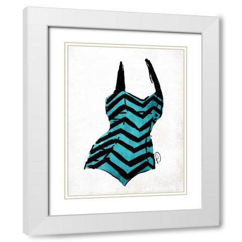 Vintage Swimsuit 4 White Modern Wood Framed Art Print with Double Matting by OnRei