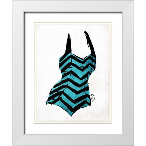 Vintage Swimsuit 4 White Modern Wood Framed Art Print with Double Matting by OnRei