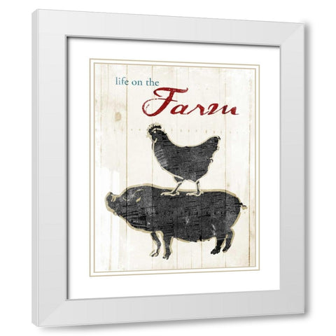 Life On The Farm White Modern Wood Framed Art Print with Double Matting by OnRei