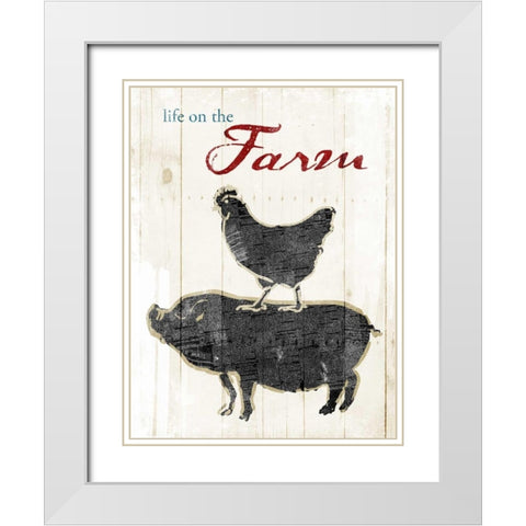 Life On The Farm White Modern Wood Framed Art Print with Double Matting by OnRei