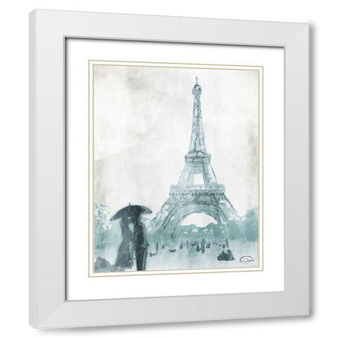 Love in Paris White Modern Wood Framed Art Print with Double Matting by OnRei