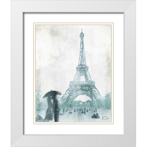 Love in Paris White Modern Wood Framed Art Print with Double Matting by OnRei