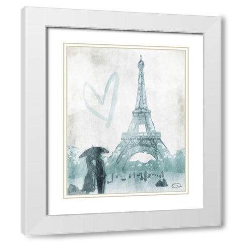 Eiffel Love White Modern Wood Framed Art Print with Double Matting by OnRei