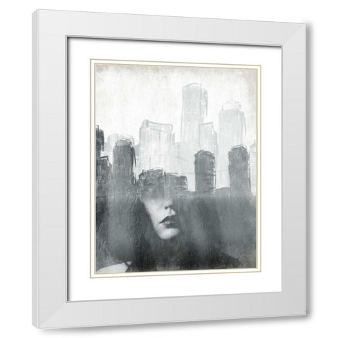 Skyline Mind White Modern Wood Framed Art Print with Double Matting by OnRei