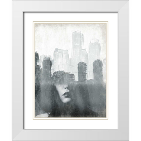 Skyline Mind White Modern Wood Framed Art Print with Double Matting by OnRei