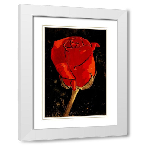 Golden Rose White Modern Wood Framed Art Print with Double Matting by OnRei