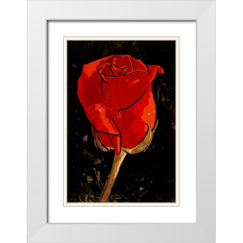 Golden Rose White Modern Wood Framed Art Print with Double Matting by OnRei