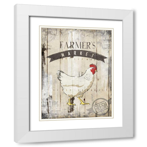 Farmers Market White Modern Wood Framed Art Print with Double Matting by OnRei