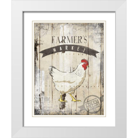 Farmers Market White Modern Wood Framed Art Print with Double Matting by OnRei