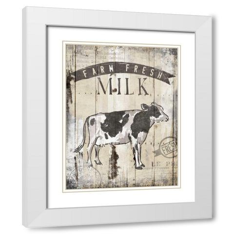 Farm Fresh Milk White Modern Wood Framed Art Print with Double Matting by OnRei