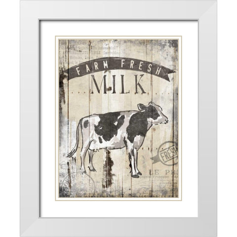 Farm Fresh Milk White Modern Wood Framed Art Print with Double Matting by OnRei