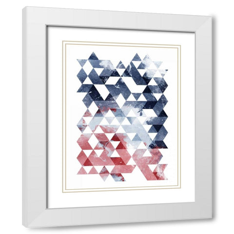 Americana Triangles White Modern Wood Framed Art Print with Double Matting by OnRei