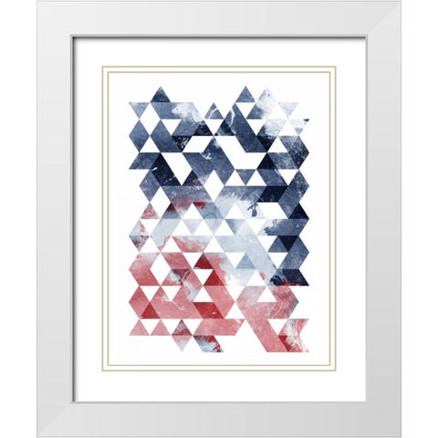 Americana Triangles White Modern Wood Framed Art Print with Double Matting by OnRei