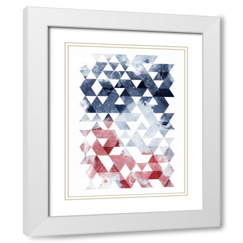 Americana Triangles Too White Modern Wood Framed Art Print with Double Matting by OnRei