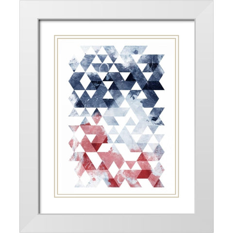 Americana Triangles Too White Modern Wood Framed Art Print with Double Matting by OnRei