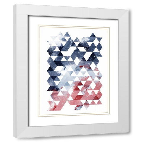 Americana Triangles Third White Modern Wood Framed Art Print with Double Matting by OnRei