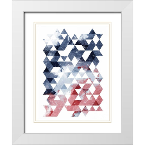 Americana Triangles Third White Modern Wood Framed Art Print with Double Matting by OnRei