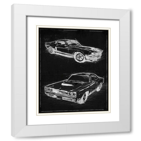 Car Black Print White Modern Wood Framed Art Print with Double Matting by OnRei