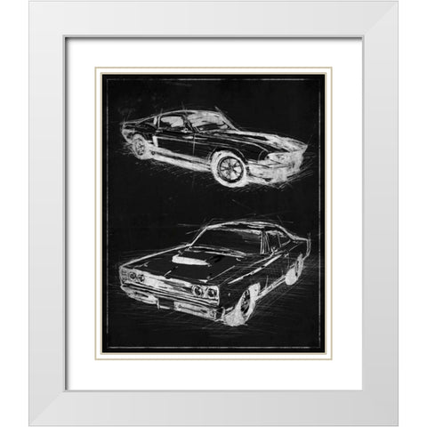 Car Black Print White Modern Wood Framed Art Print with Double Matting by OnRei