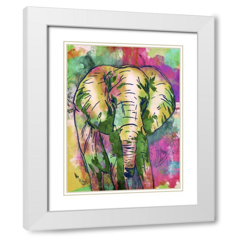 Elephant Dark Bright Henna White Modern Wood Framed Art Print with Double Matting by OnRei