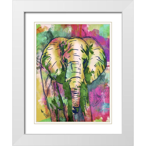 Elephant Dark Bright Henna White Modern Wood Framed Art Print with Double Matting by OnRei