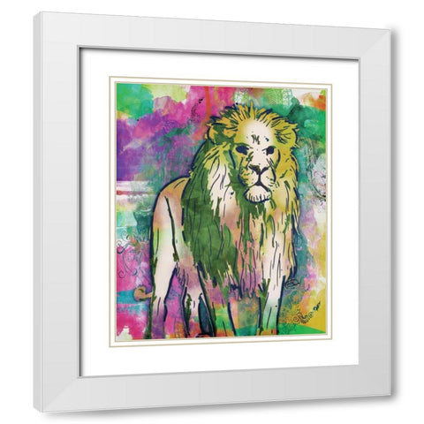 Lion Dark Bright Henna White Modern Wood Framed Art Print with Double Matting by OnRei