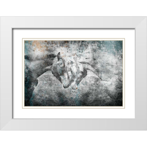 Love Horses White Modern Wood Framed Art Print with Double Matting by OnRei