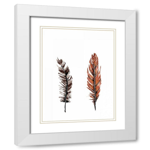 Traditional Sketched Feathers White Modern Wood Framed Art Print with Double Matting by OnRei