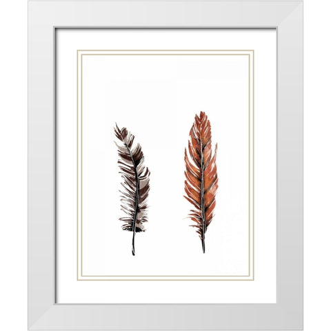 Traditional Sketched Feathers White Modern Wood Framed Art Print with Double Matting by OnRei