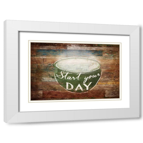 Start Your Day White Modern Wood Framed Art Print with Double Matting by OnRei