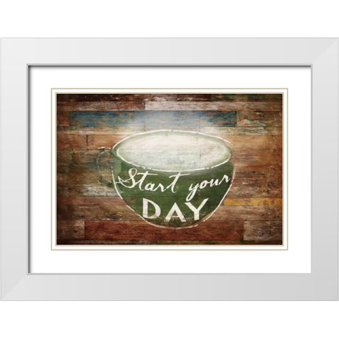 Start Your Day White Modern Wood Framed Art Print with Double Matting by OnRei