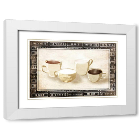 Row Of Coffee Cream White Modern Wood Framed Art Print with Double Matting by OnRei