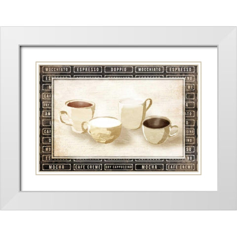 Row Of Coffee Cream White Modern Wood Framed Art Print with Double Matting by OnRei