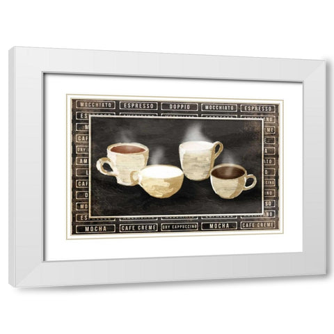 Row Of Coffee White Modern Wood Framed Art Print with Double Matting by OnRei