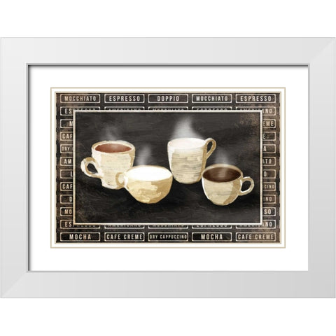 Row Of Coffee White Modern Wood Framed Art Print with Double Matting by OnRei