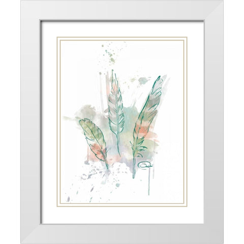 Three Feathers Wild White Modern Wood Framed Art Print with Double Matting by OnRei