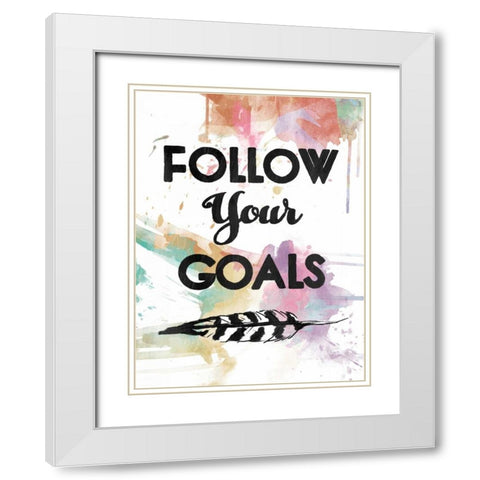 Follow Your Goal White Modern Wood Framed Art Print with Double Matting by OnRei